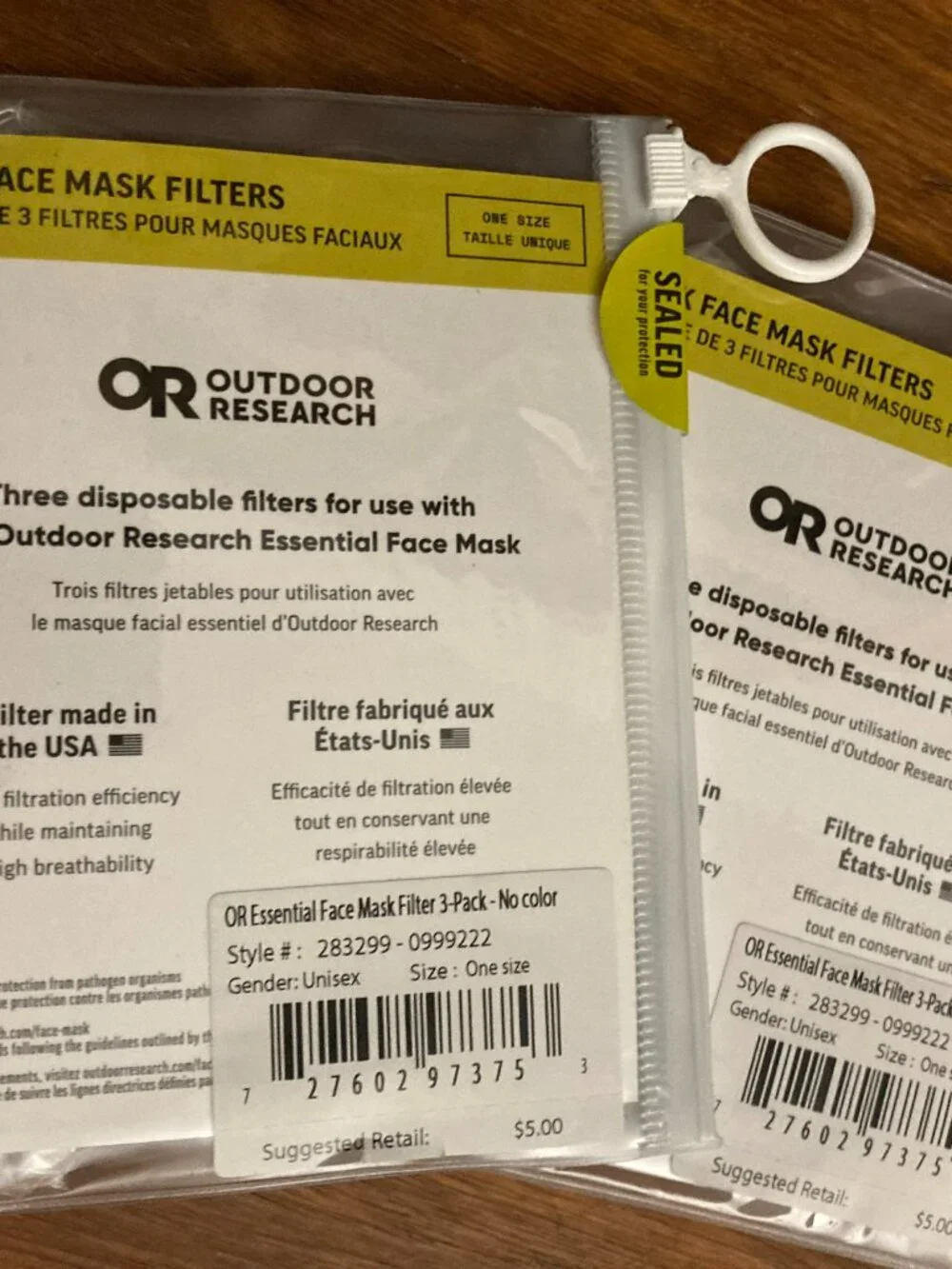 OR Outdoor Research essential face mask filter 3 pack x3 disposable NEW SEALED